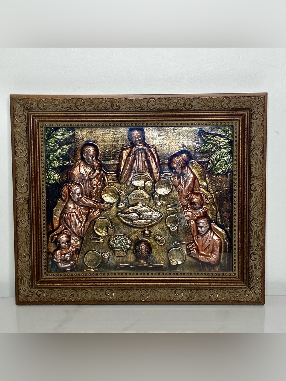 Vintage Framed 3D Shadow Box "Family Meal"